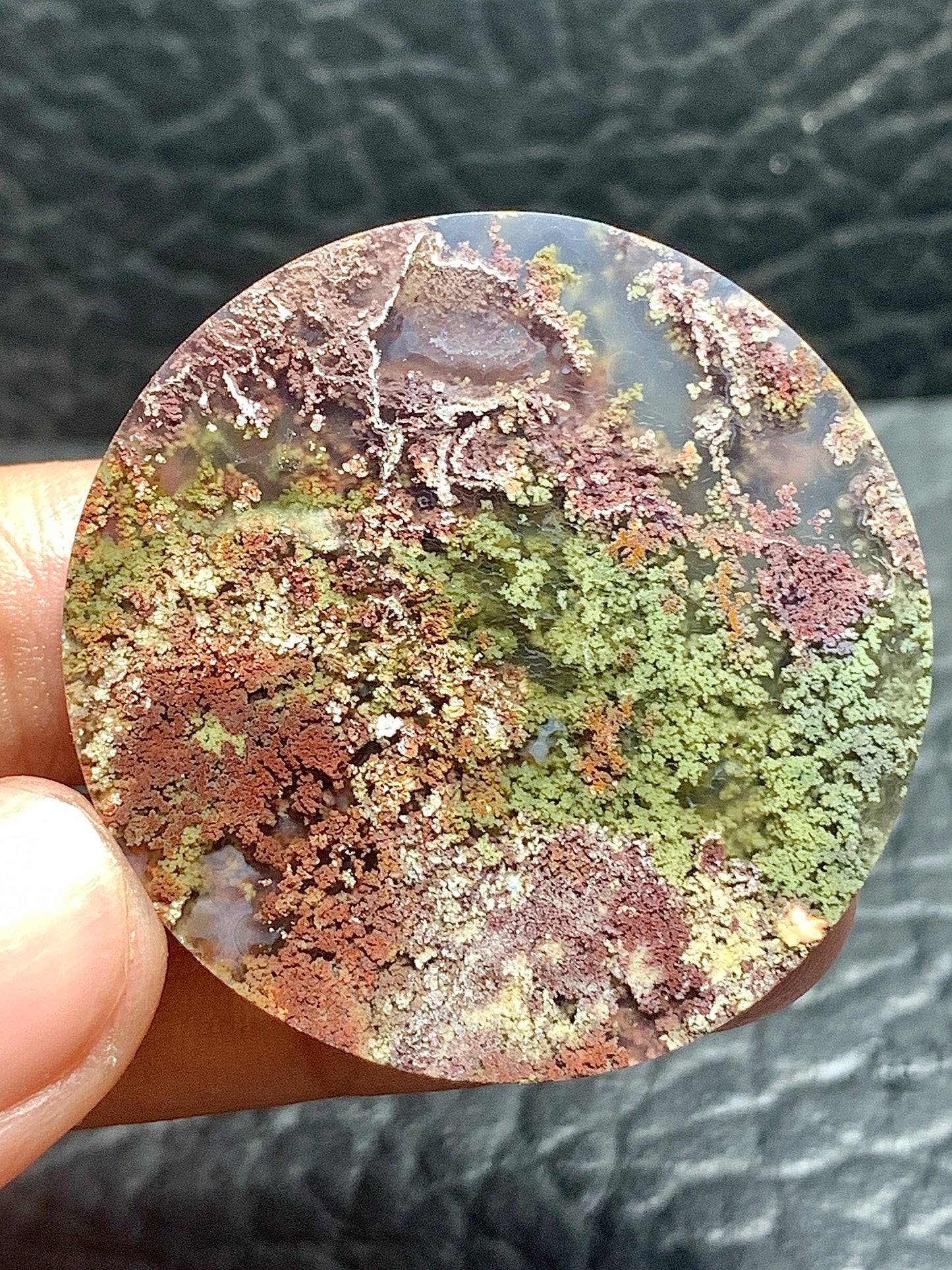 Scenic Moss Agate Round Cabochon 39x39x6.8mm