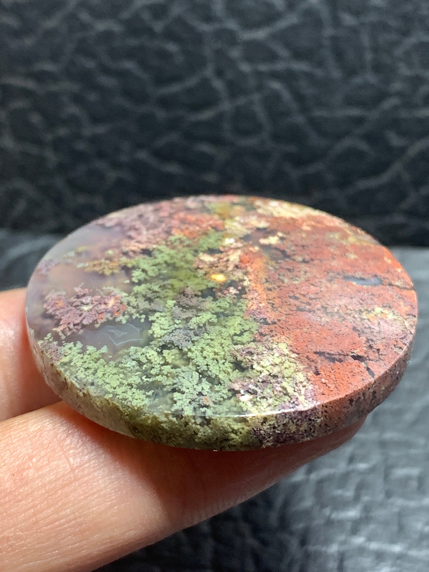 Scenic Moss Agate Round Cabochon 39x39x6.8mm