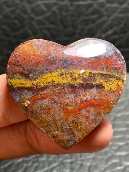 Moss Agate Heart Cabochon 35x32.5x7mm