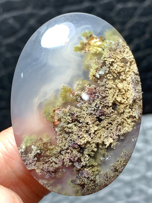 Scenic Moss Agate Oval Cabochon 34.5x24.5x6.2mm