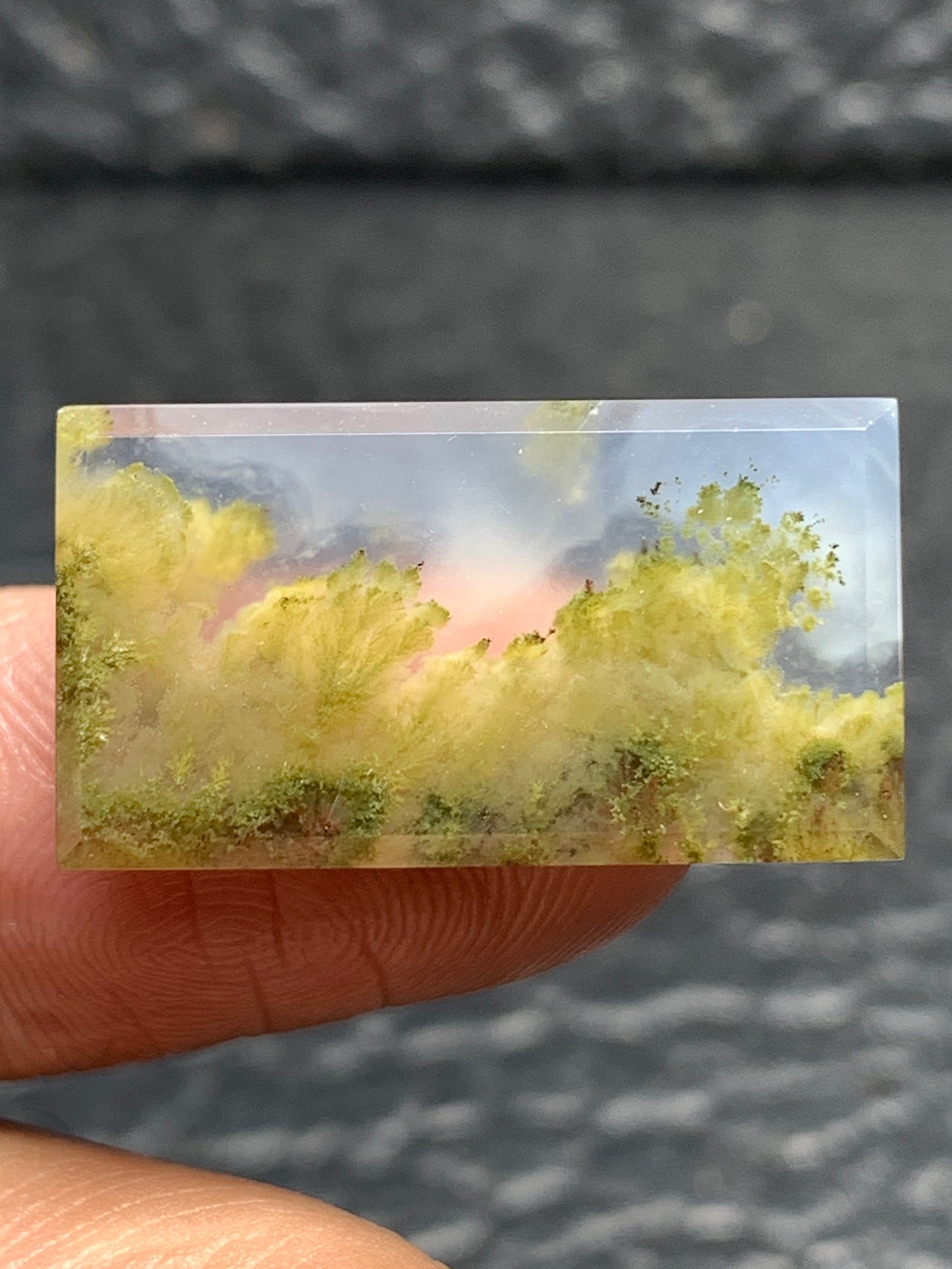 Scenic Moss Agate Rectangle Cabochon 23.2x12.7x3.3mm