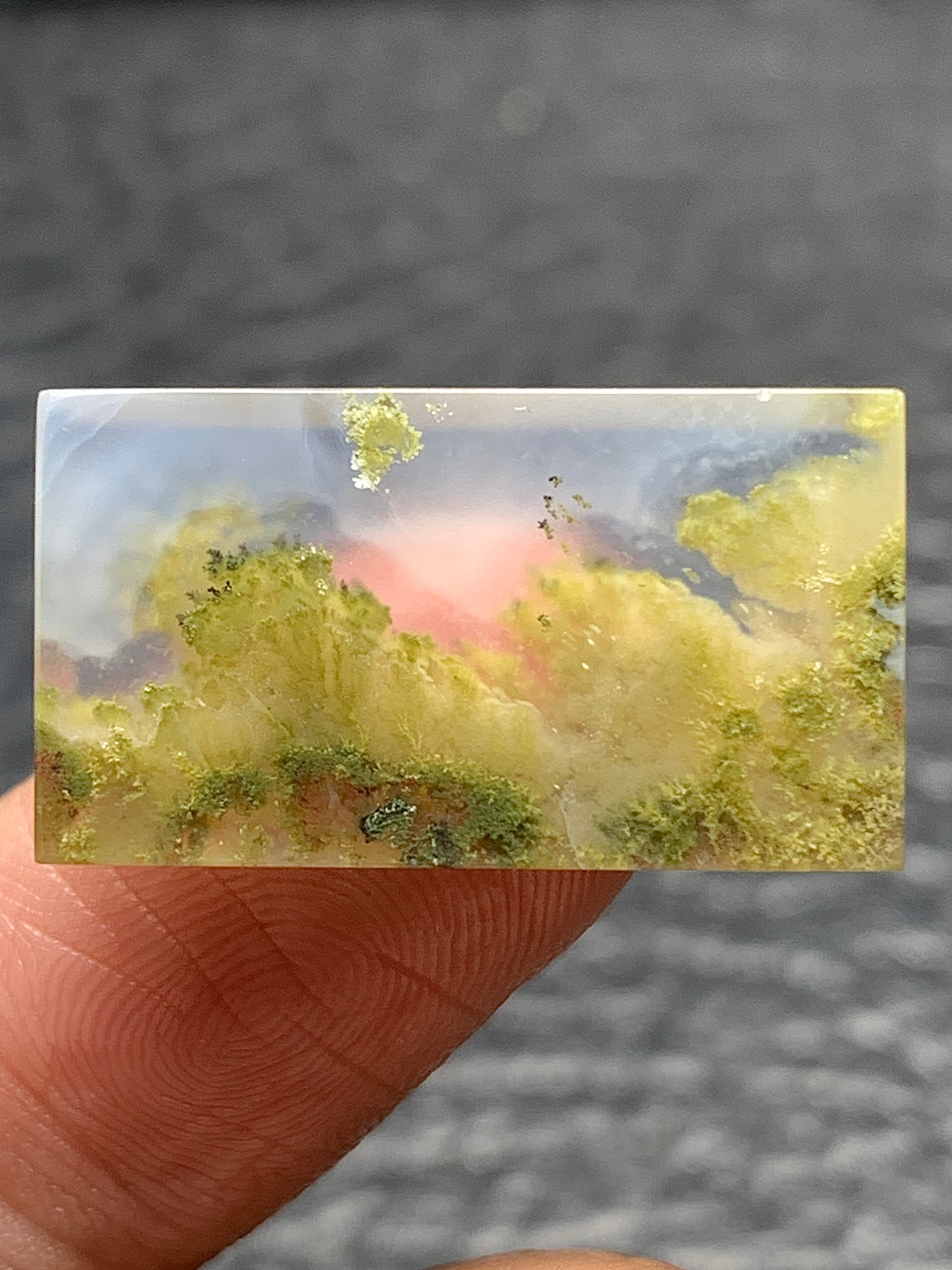 Scenic Moss Agate Rectangle Cabochon 23.2x12.7x3.3mm