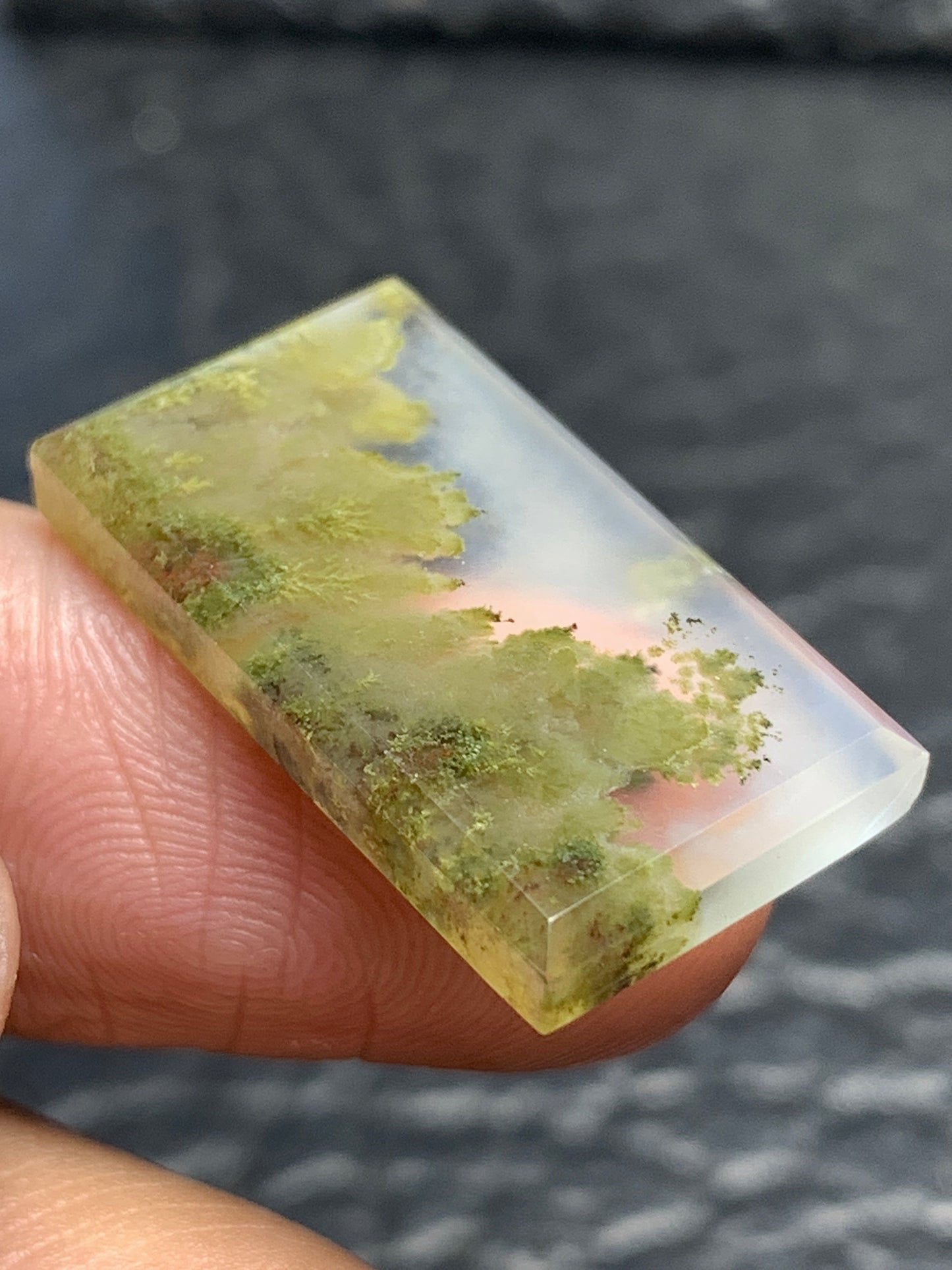 Scenic Moss Agate Rectangle Cabochon 23.2x12.7x3.3mm