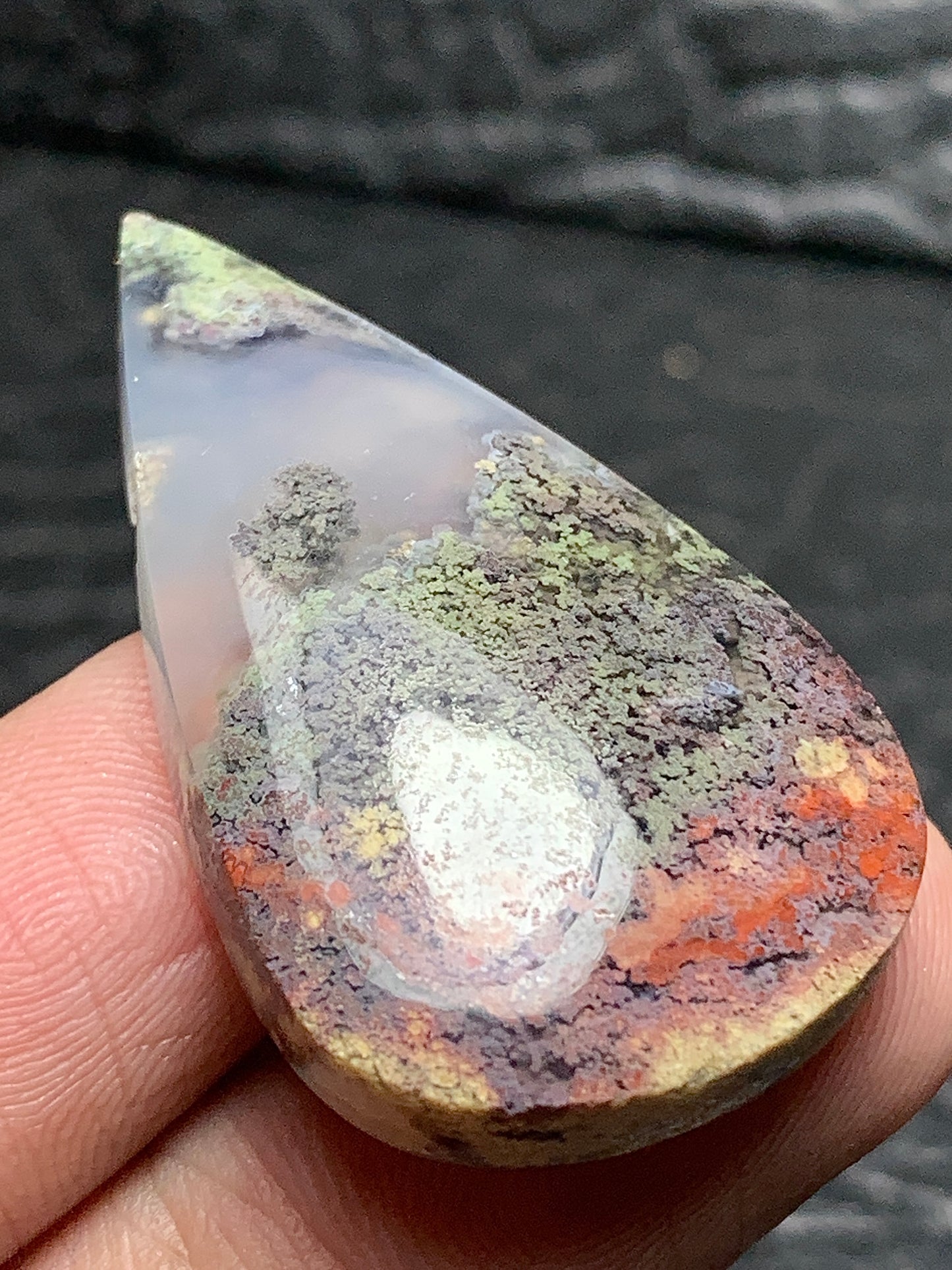 Scenic Moss Agate Teardrop Cabochon 37x22x6mm