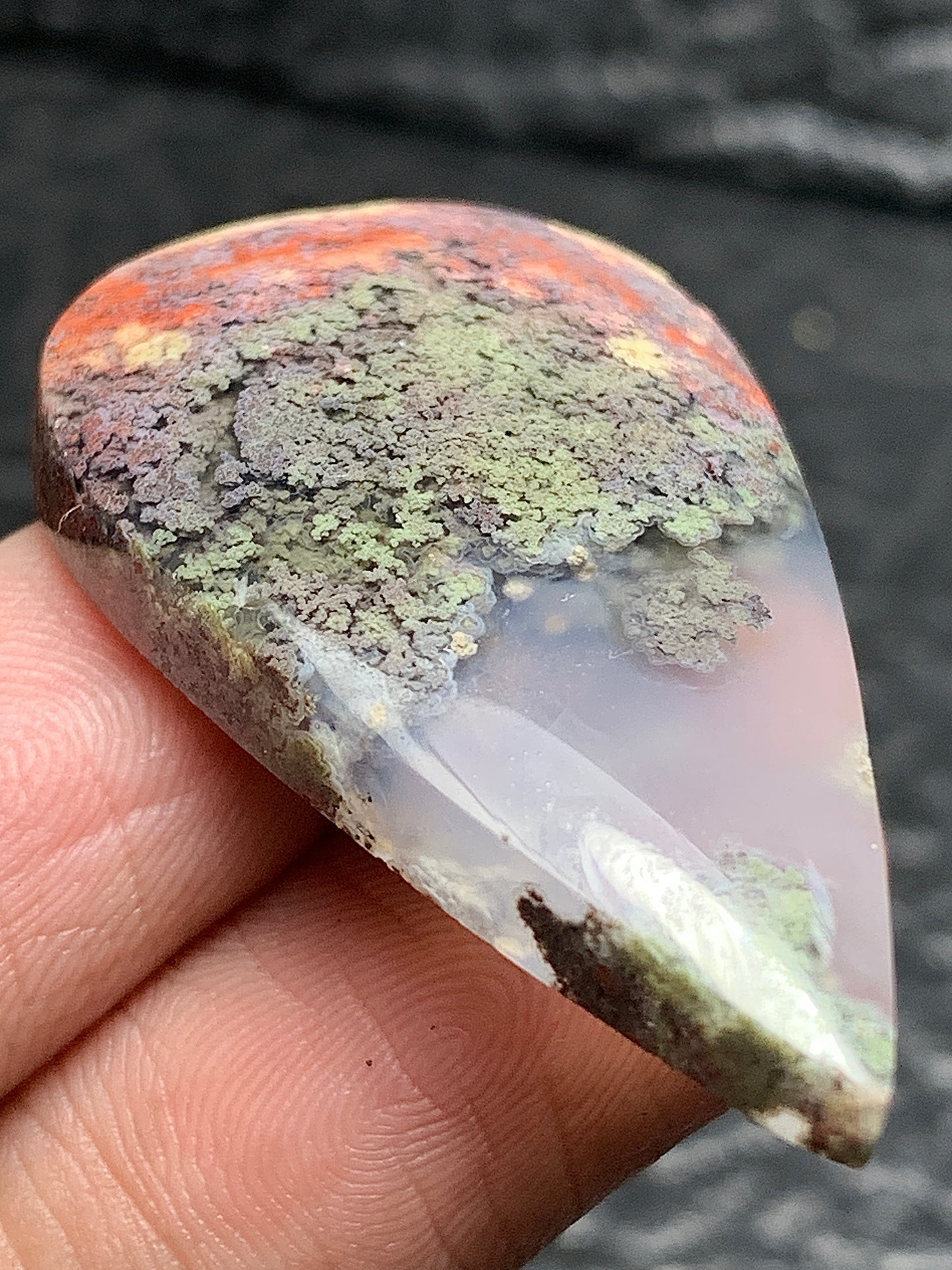 Scenic Moss Agate Teardrop Cabochon 37x22x6mm