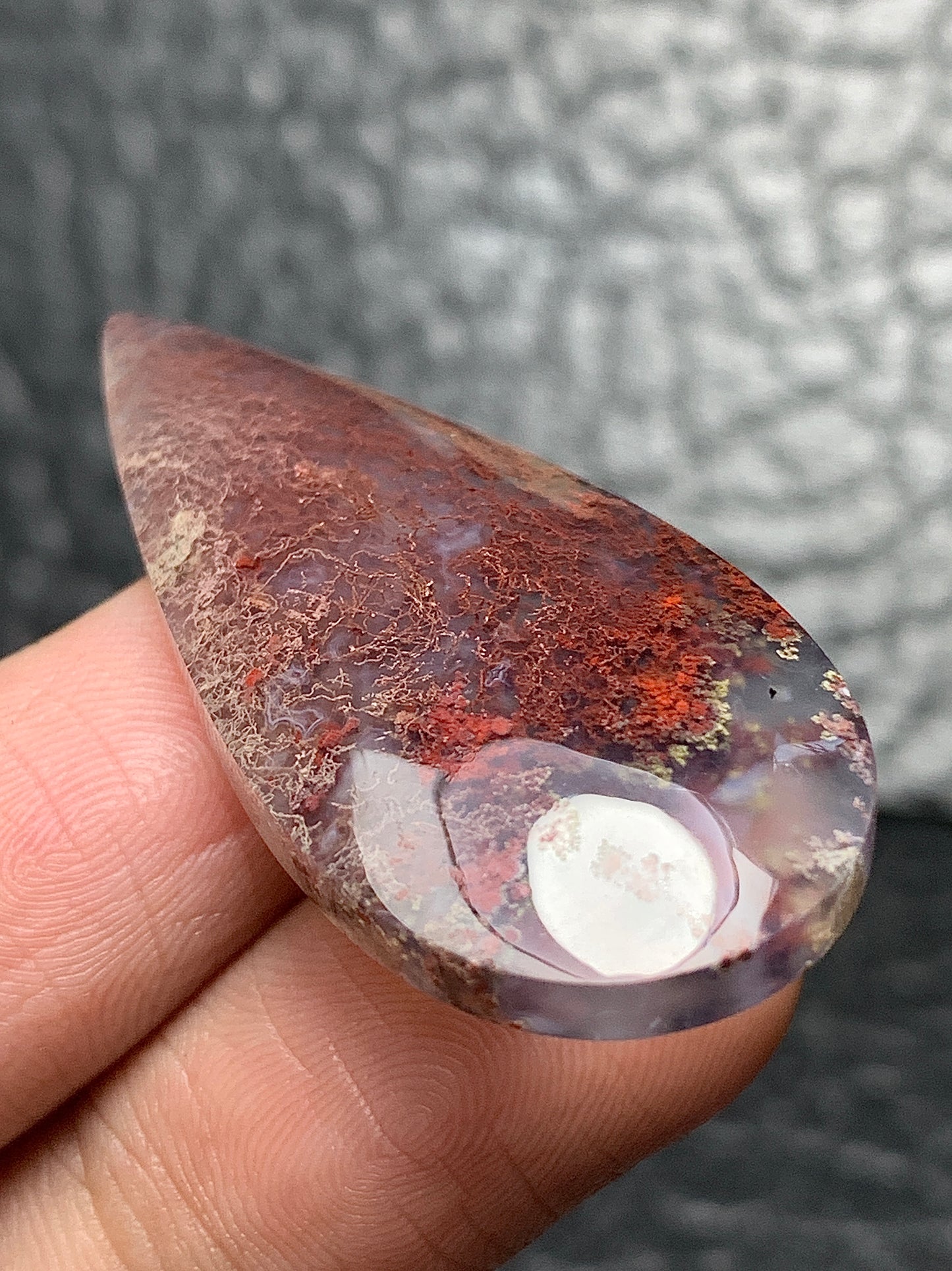 Scenic Moss Agate Teardrop Cabochon 40x18x5mm