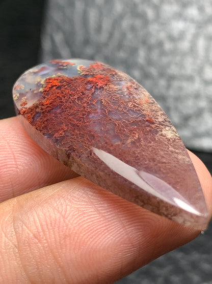 Scenic Moss Agate Teardrop Cabochon 40x18x5mm