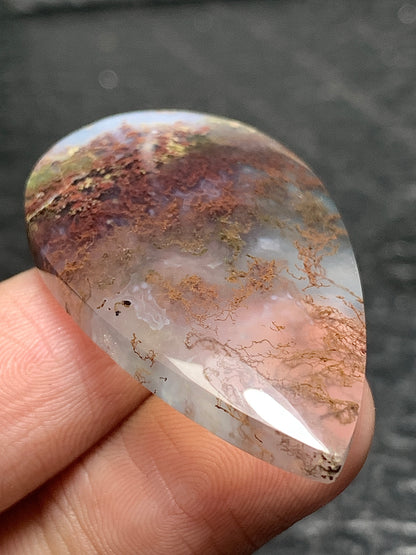 Scenic Moss Agate Teardrop Cabochon 39x23x6mm