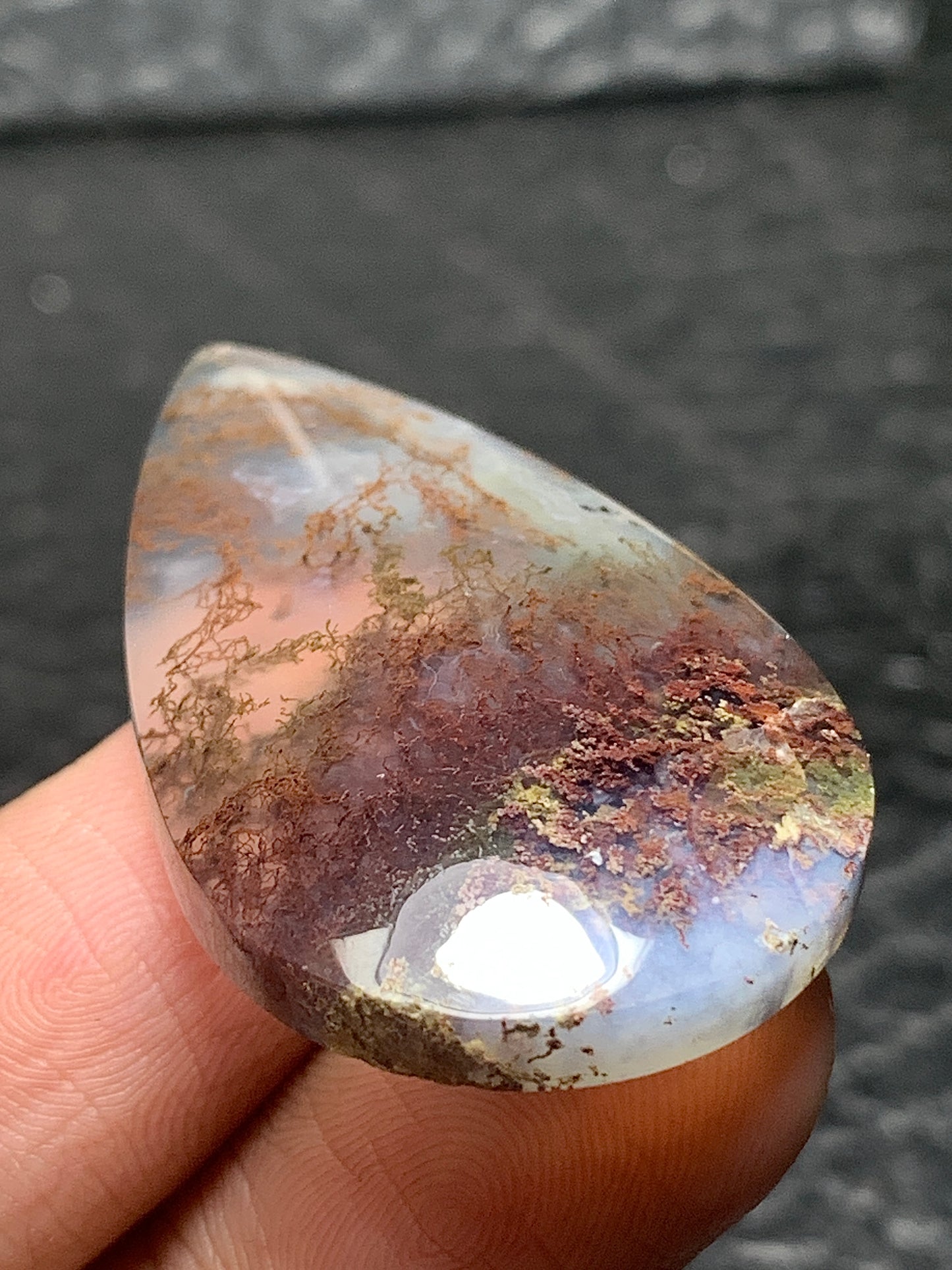 Scenic Moss Agate Teardrop Cabochon 39x23x6mm