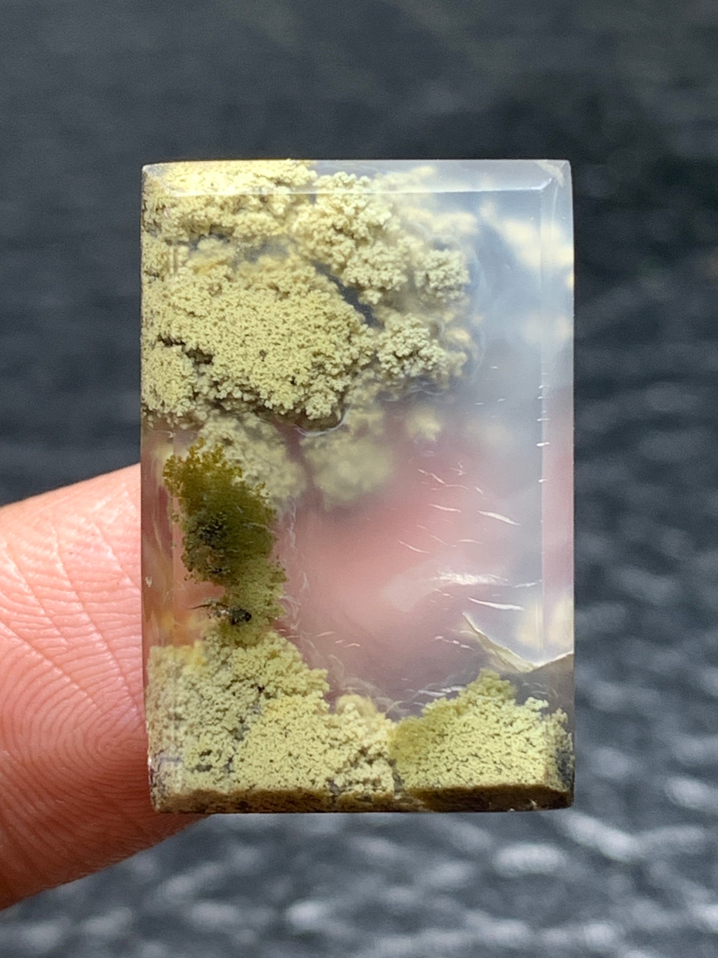 Scenic Moss Agate Rectangle Cabochon 24x16x3.3mm