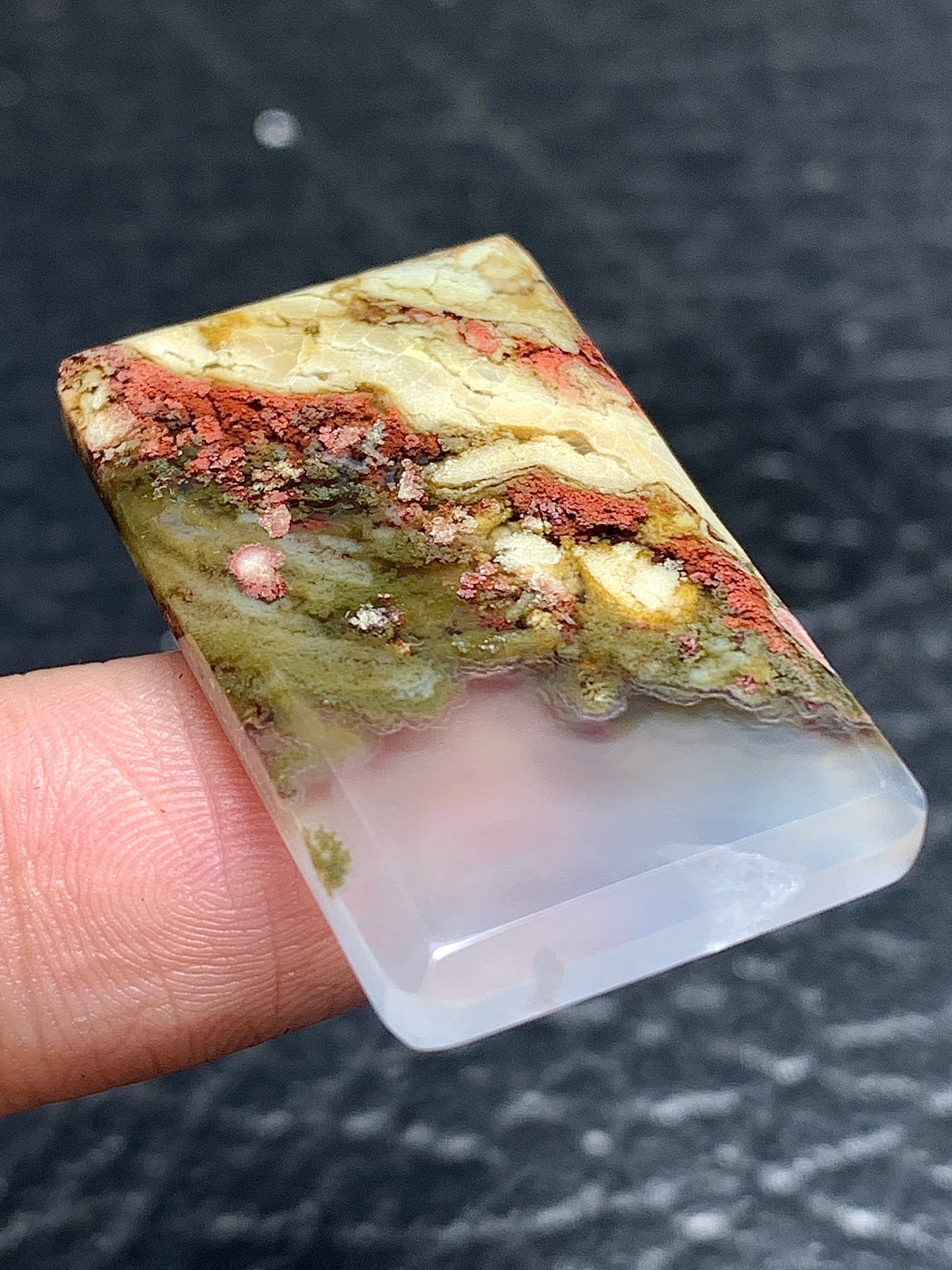 Scenic Moss Agate Rectangle Cabochon 32.8x19.4x3.5mm