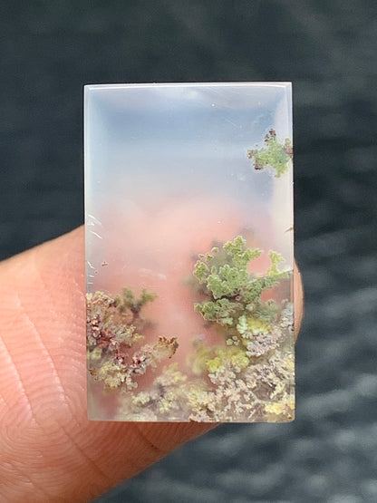 Tiny Scenic Moss Agate Rectangle Cabochon 16x10.5x4mm