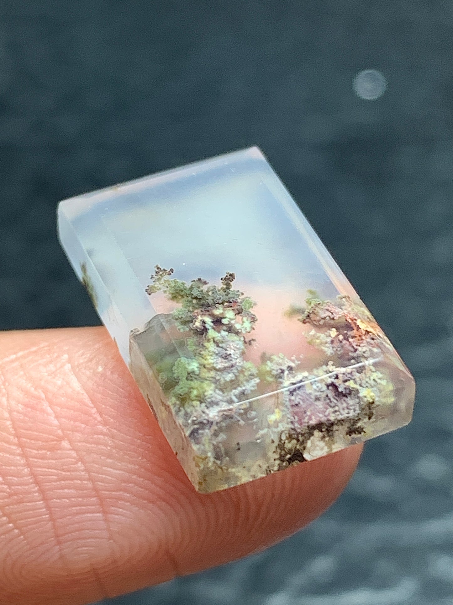 Tiny Scenic Moss Agate Rectangle Cabochon 16x10.5x4mm