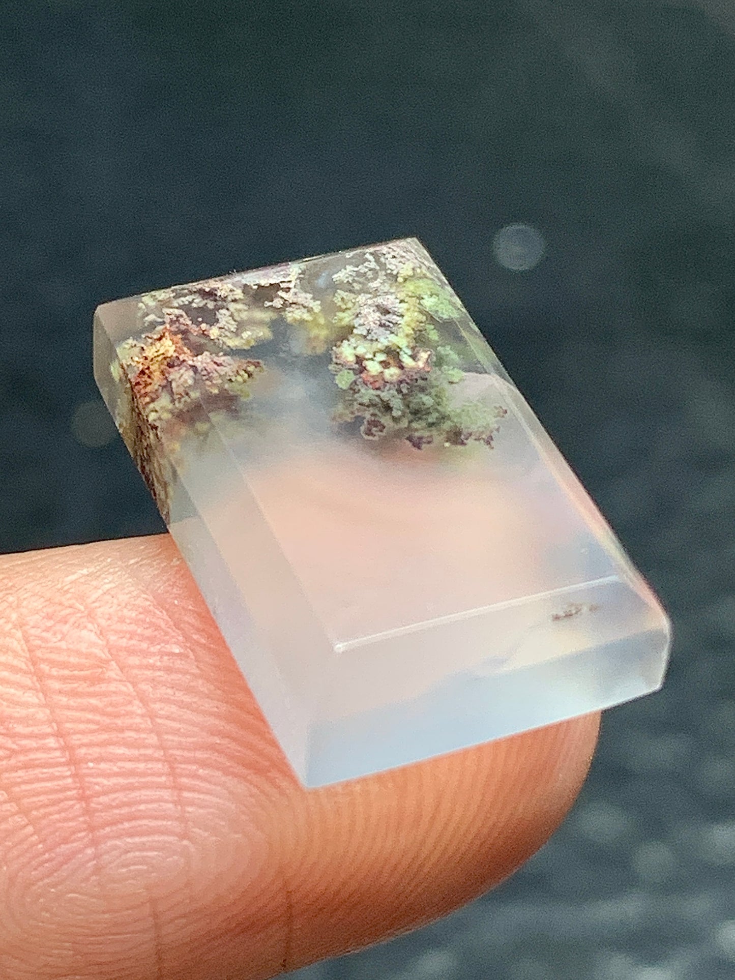 Tiny Scenic Moss Agate Rectangle Cabochon 16x10.5x4mm