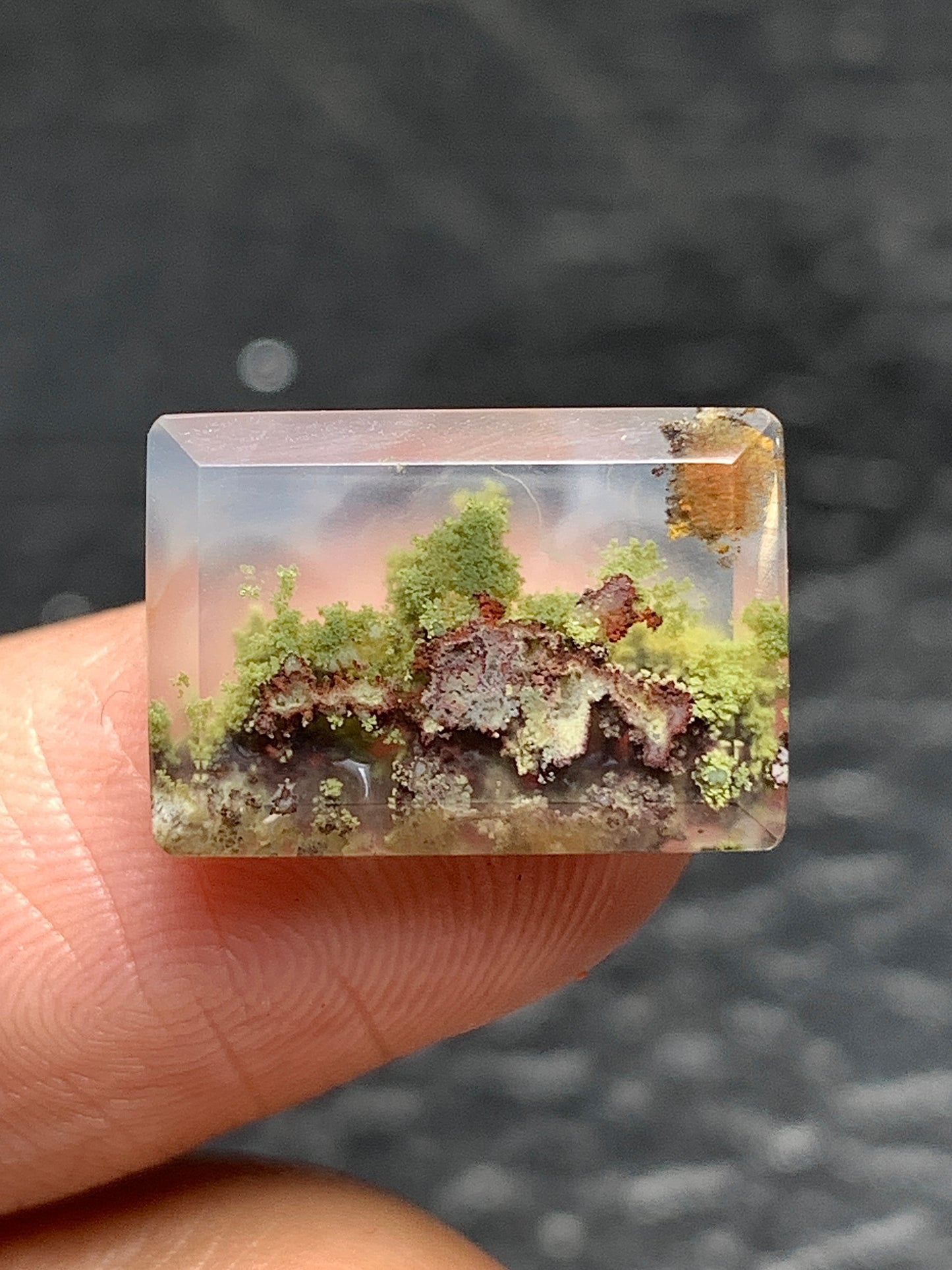 Tiny Scenic Moss Agate Rectangle Cabochon 15x10x3.8mm