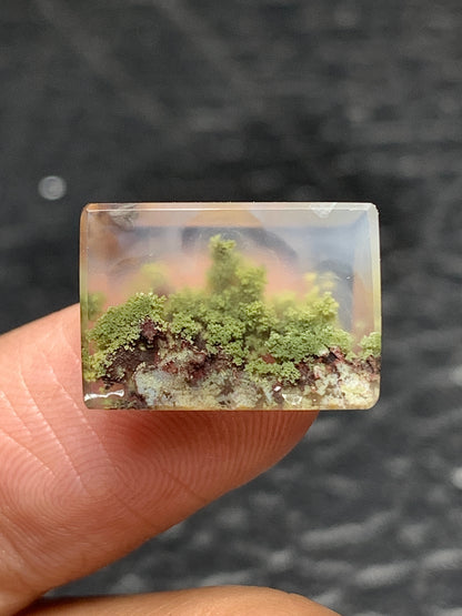 Tiny Scenic Moss Agate Rectangle Cabochon 15x10x3.8mm