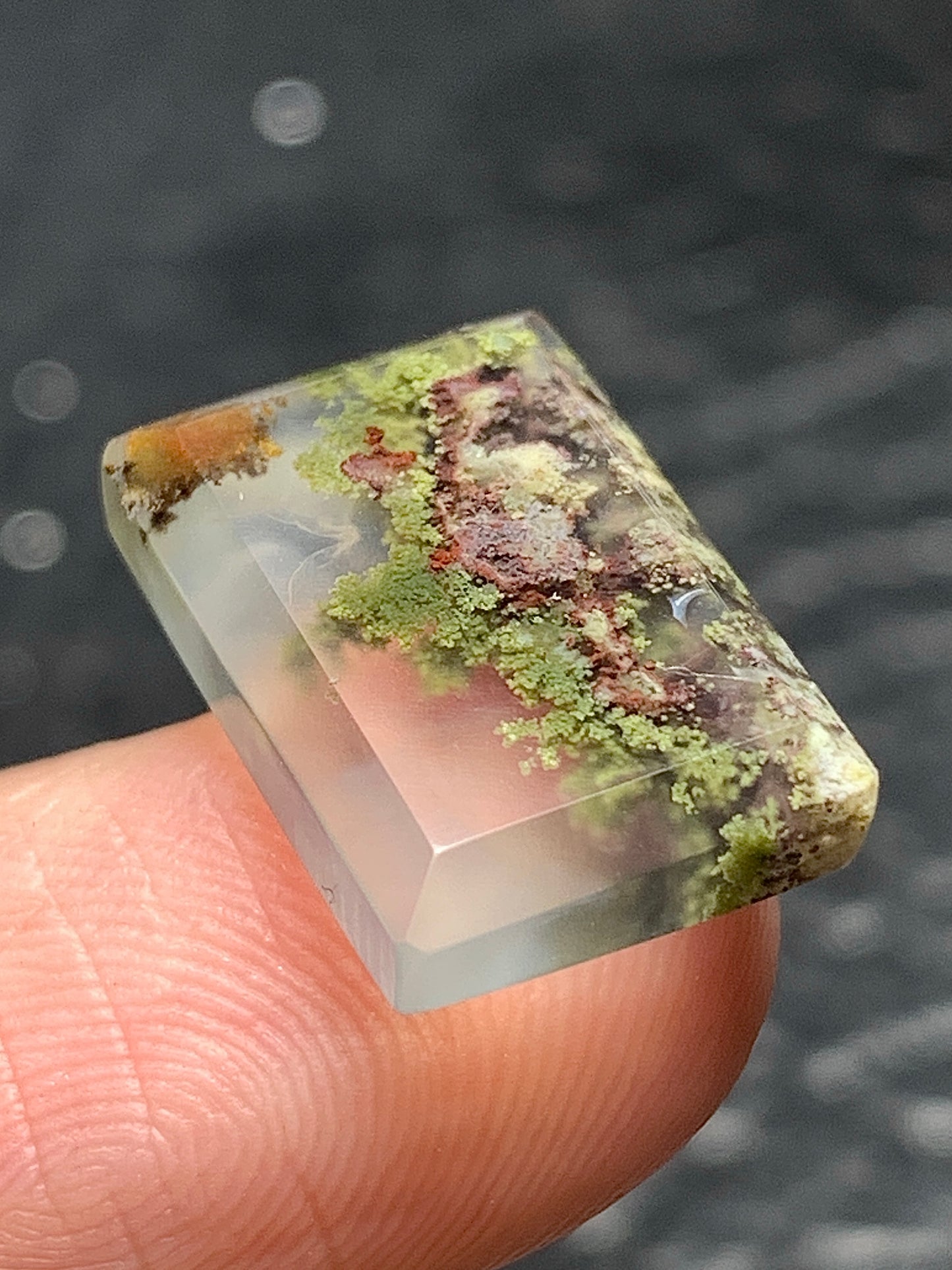 Tiny Scenic Moss Agate Rectangle Cabochon 15x10x3.8mm