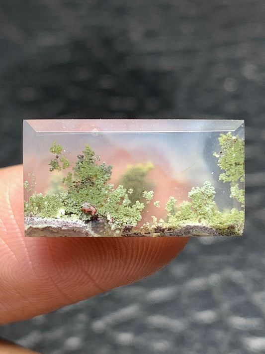 Scenic Moss Agate Rectangle Cabochon 18.5x10x4.2mm