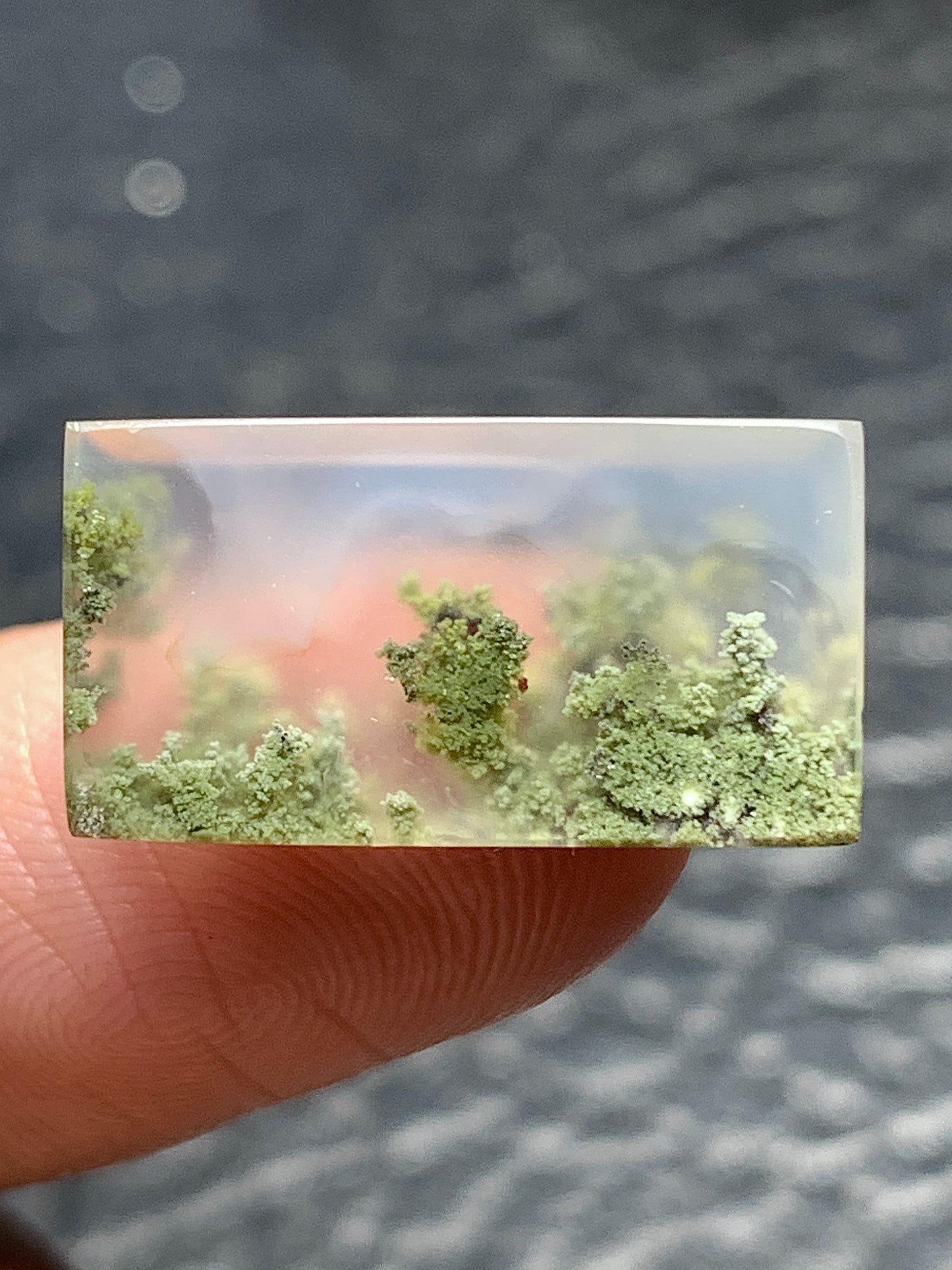 Scenic Moss Agate Rectangle Cabochon 18.5x10x4.2mm