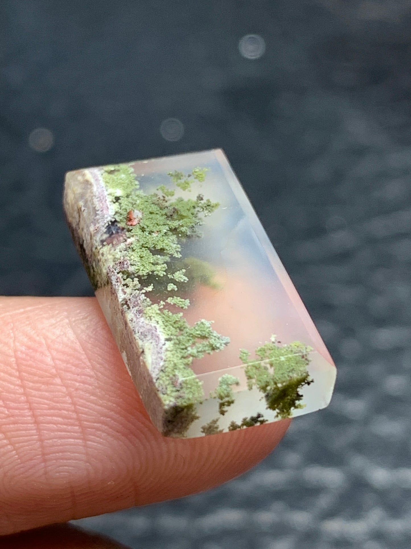 Scenic Moss Agate Rectangle Cabochon 18.5x10x4.2mm