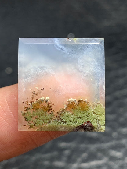 Scenic Moss Agate Rectangle Cabochon 18x16.5x3.5mm