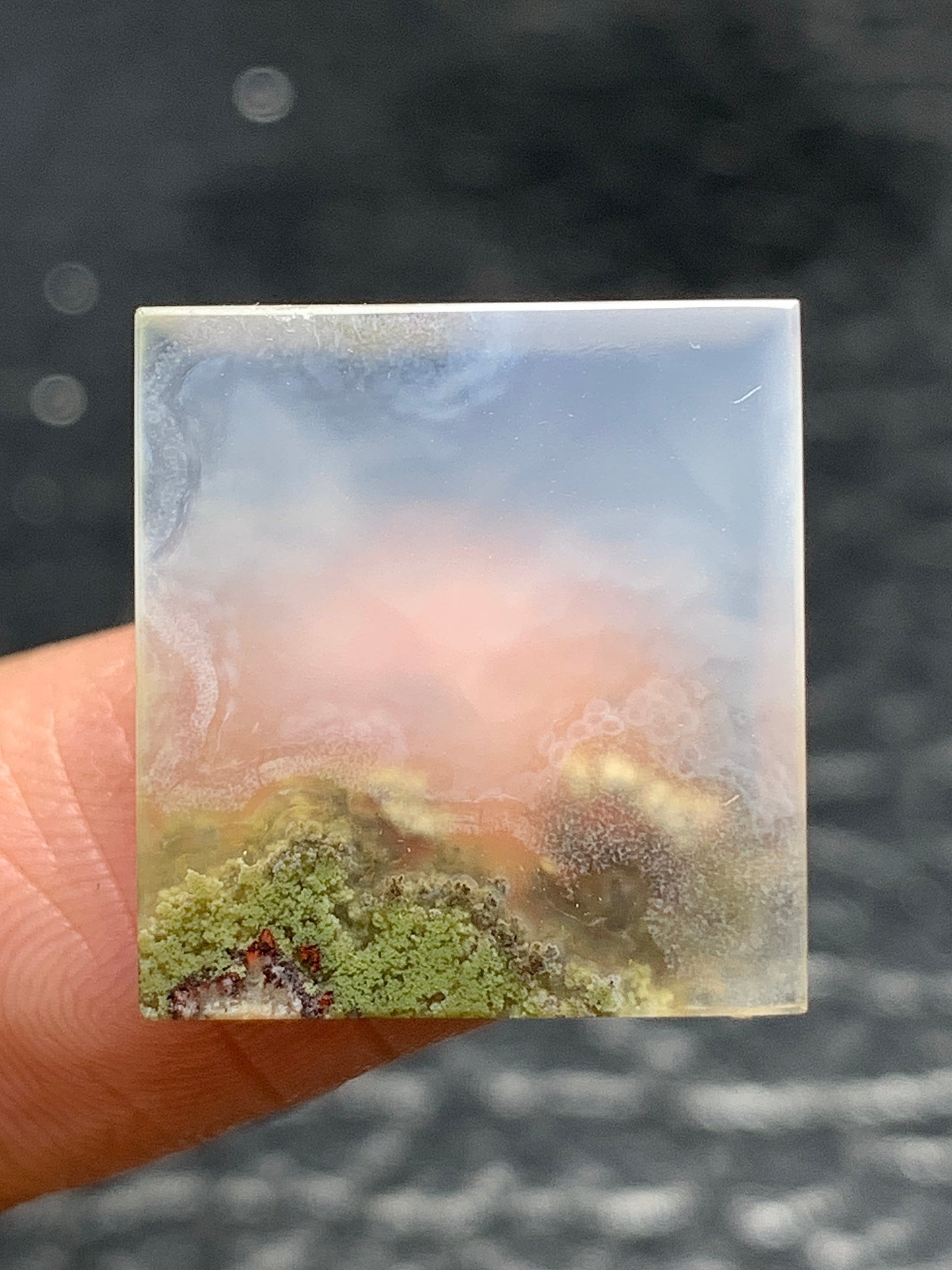 Scenic Moss Agate Rectangle Cabochon 18x16.5x3.5mm