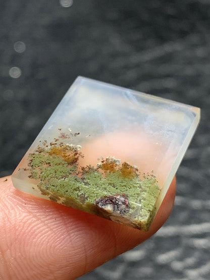 Scenic Moss Agate Rectangle Cabochon 18x16.5x3.5mm