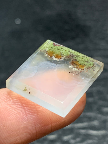 Scenic Moss Agate Rectangle Cabochon 18x16.5x3.5mm