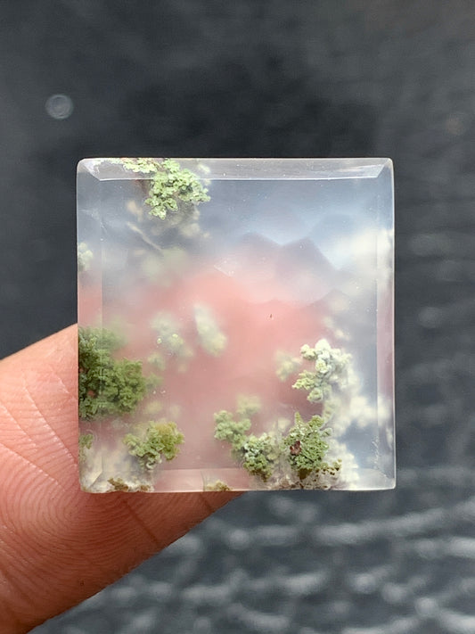 Scenic Moss Agate Rectangle Cabochon 18x17x3mm