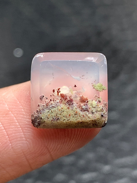 Scenic Moss Agate Square Cabochon 11.3x11.3x3.6mm