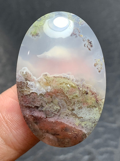 Scenic Moss Agate Oval Cabochon 31x20.5x6mm