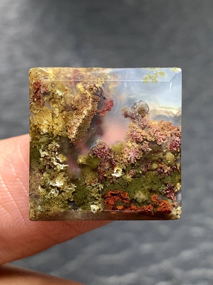 Scenic Moss Agate Square Cabochon 16.5x16.5x4mm