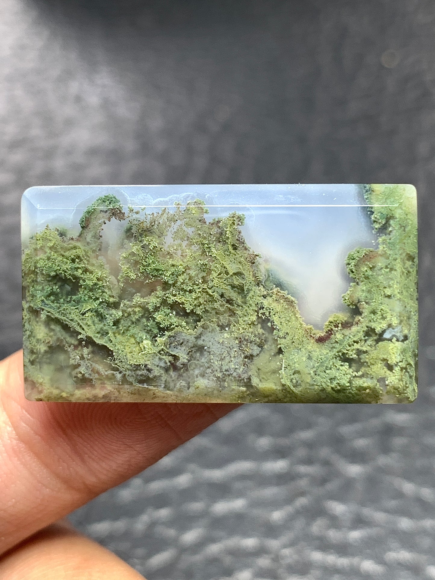 Scenic Moss Agate Rectangle Cabochon 32x18x5.5mm