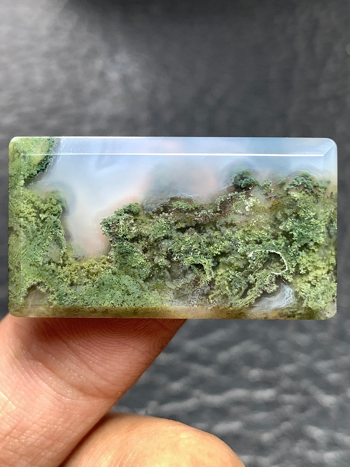 Scenic Moss Agate Rectangle Cabochon 32x18x5.5mm