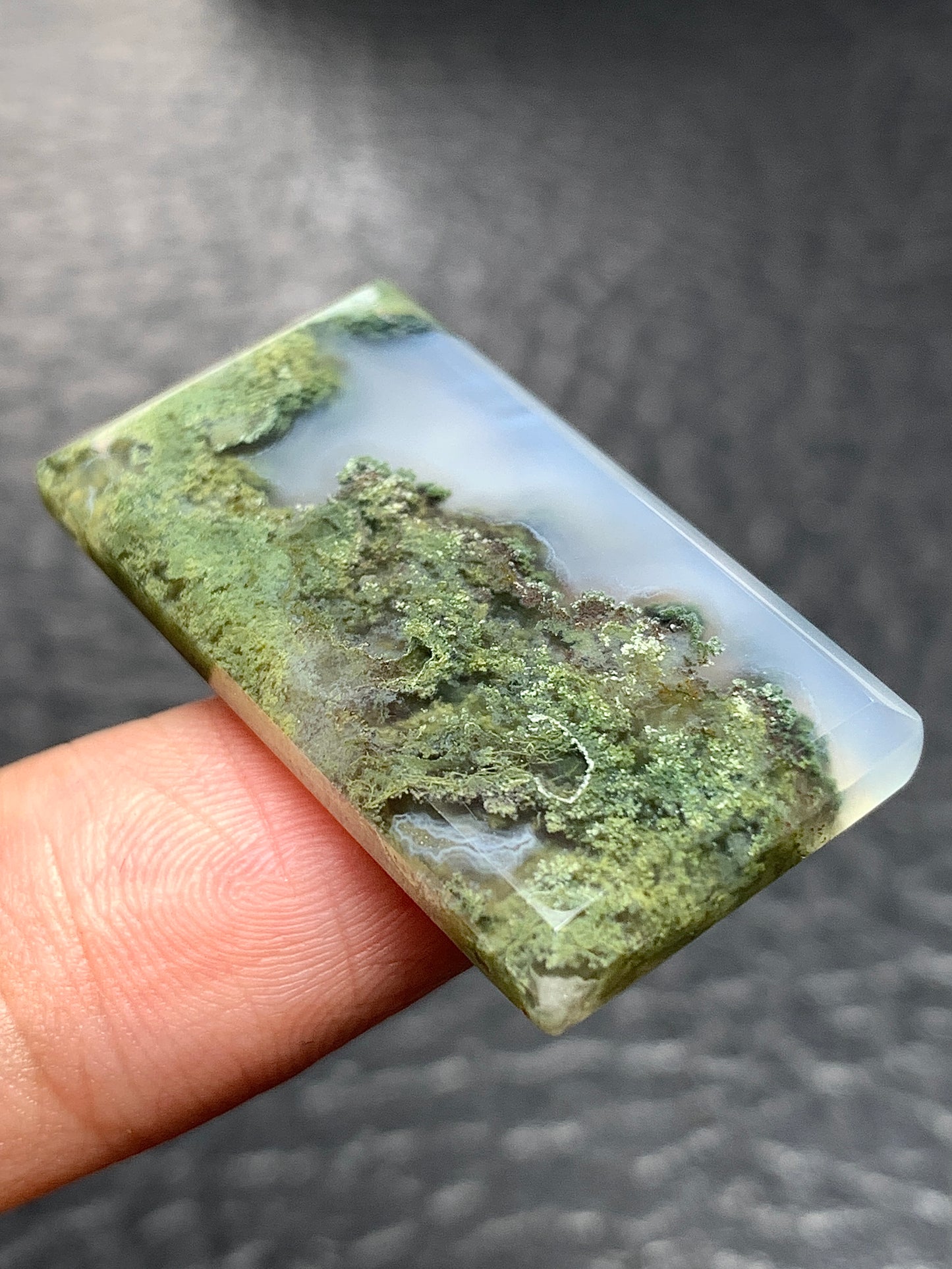 Scenic Moss Agate Rectangle Cabochon 32x18x5.5mm