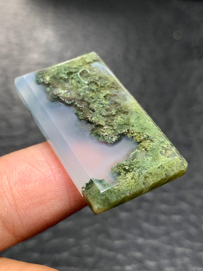 Scenic Moss Agate Rectangle Cabochon 32x18x5.5mm