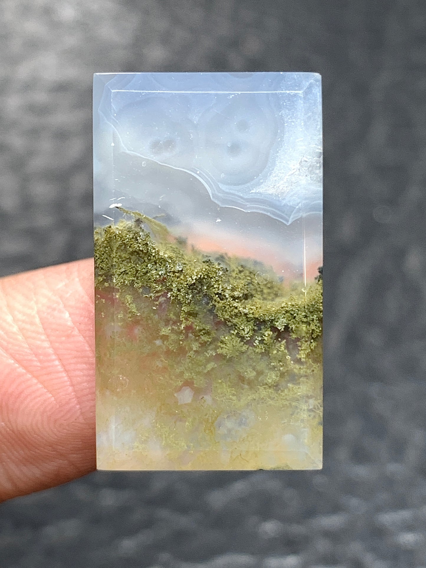 Scenic Moss Agate Rectangle Cabochon 25x14x4mm