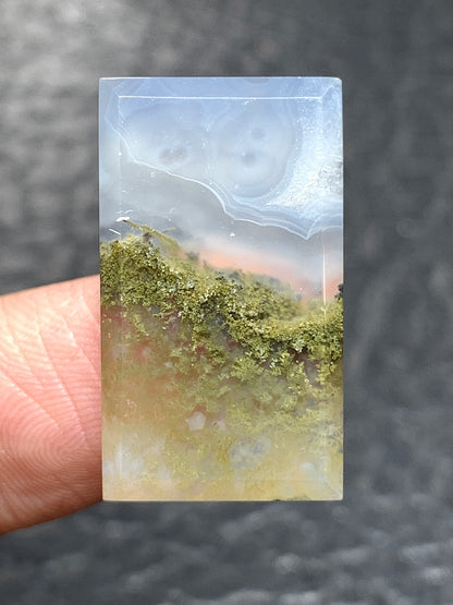 Scenic Moss Agate Rectangle Cabochon 25x14x4mm