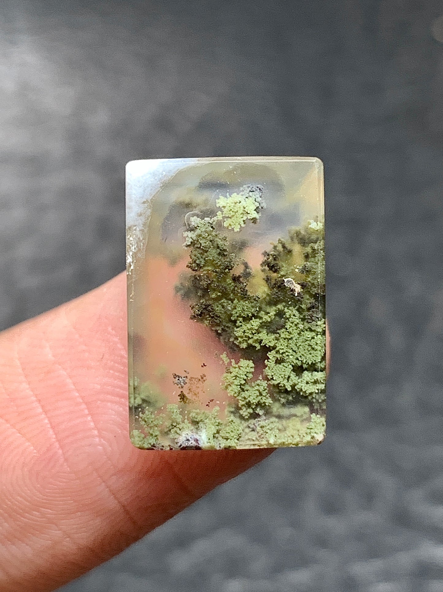 Tiny Scenic Moss Agate Rectangle Cabochon 15x10.5x4mm