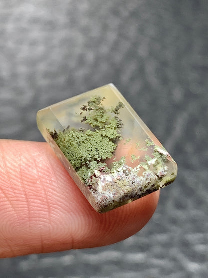 Tiny Scenic Moss Agate Rectangle Cabochon 15x10.5x4mm