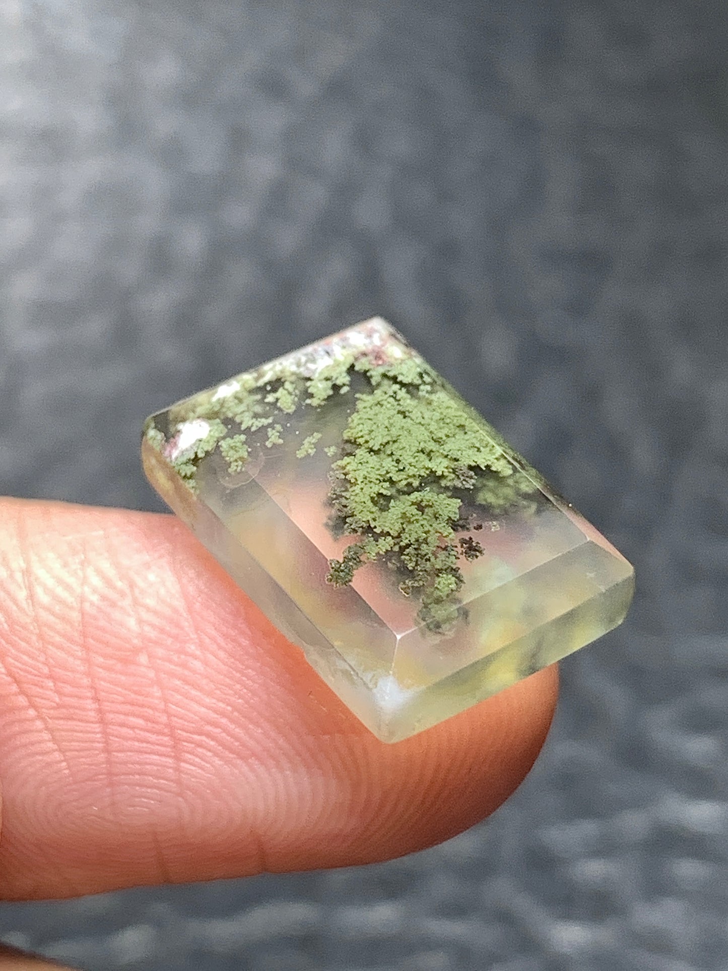 Tiny Scenic Moss Agate Rectangle Cabochon 15x10.5x4mm