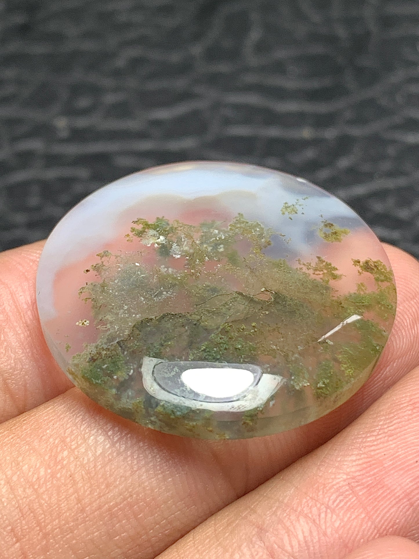 Scenic Moss Agate Round Cabochon 29.5x29.5x5mm