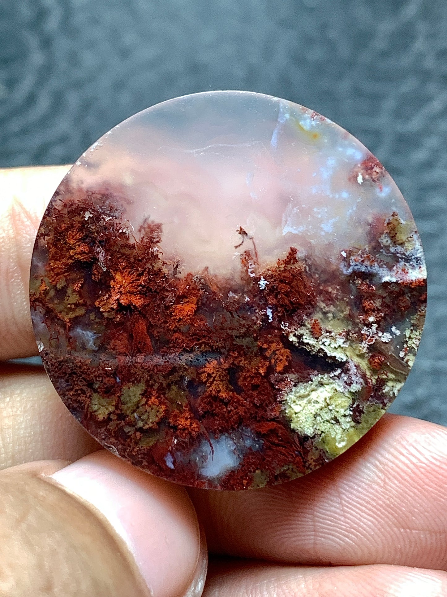 Scenic Moss Agate Round Cabochon 30x30x6mm