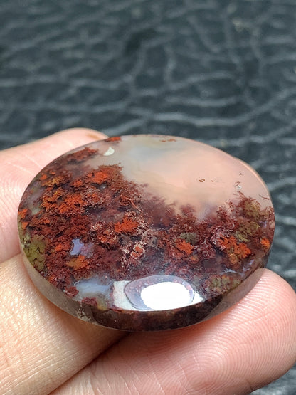 Scenic Moss Agate Round Cabochon 30x30x6mm