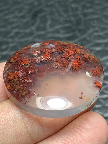 Scenic Moss Agate Round Cabochon 30x30x6mm