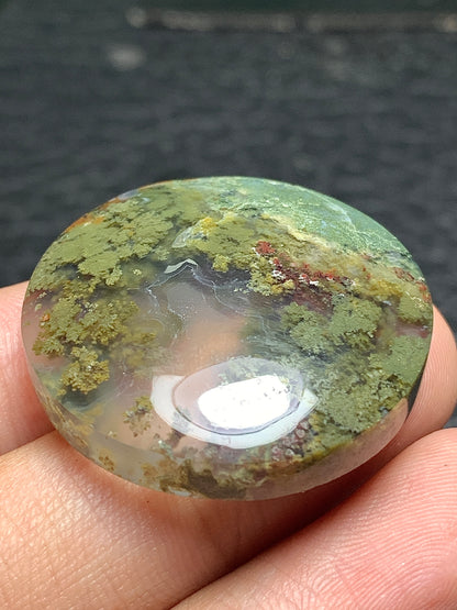 Scenic Moss Agate Round Cabochon 30x30x7.5mm