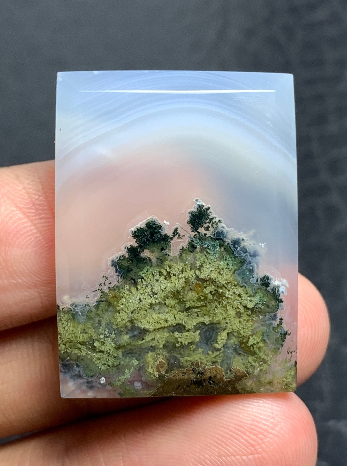 Scenic Moss Agate Rectangle Cabochon 29.5x22x6mm