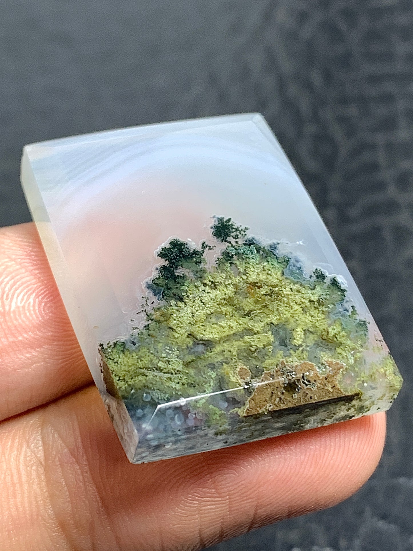 Scenic Moss Agate Rectangle Cabochon 29.5x22x6mm