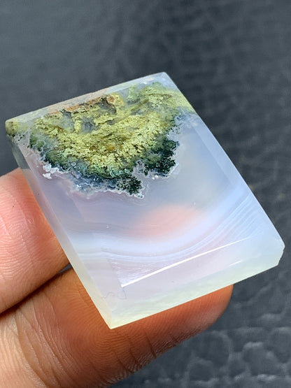 Scenic Moss Agate Rectangle Cabochon 29.5x22x6mm