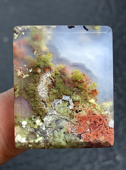 Scenic Moss Agate Rectangle Cabochon 28x23x5mm